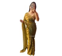 BE4ME.COM Trending Gold Two-Tone Fandy Silk Saree with Designer Border - Viral Insta Party Wear Sari