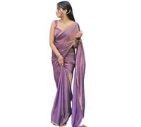 BE4ME.COM Trending Gold Two-Tone Fandy Silk Saree with Designer Border - Viral Insta Party Wear Sari (Lavender New)