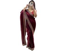BE4ME.COM Trending Gold Two-Tone Fandy Silk Saree with Designer Border - Viral Insta Party Wear Sari (SPACE-BURGENDY)