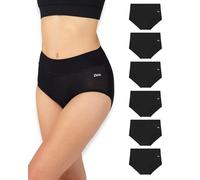 Bea 6-pack Bamboo High Waisted Women's Underwear - Super Soft, Breathable, Slight Tummy Control Knickers Black