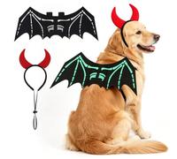 BEA Bat Headband 2Pcs, Pet Dog Halloween Costume Headwear, Glow in The Dark Puppy Party Decor