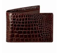 Beaaric Men Leather Wallet - RFID Blocking, Slim & Stylish with Compartments and ID Window, Bifold Mens Wallet, Gift for Men, Crocodile Pattern, Brown, 1 x 5 x 4 inches, Full Alligator