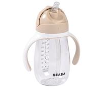 BÉABA, 2-in-1 Baby Bottle/Training Cup, Children's Straw Cup, 100% Leak-Proof, Easy to Open, Removable Handles, Tritan and Silicone, 300 ml, Clay