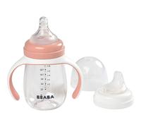 BÉABA - 2 in 1 Sippy Cup - Toddler cup - Children’s Beaker with straw - 100% Waterproof - Easy to Open - Removable Handles - Tritan and Silicone -