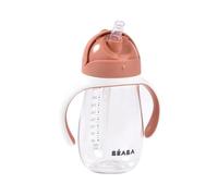 BEABA - 2 in 1 Sippy Cup - Toddler Cup - Children’s Beaker with Straw - 100% Waterproof - Easy to Open - Removable Handles - Tritan and Silicone - 300 ml - Terracotta