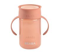 BEABA, 360° Training Cup with Anti-Drip Disc, Patented Anti-Leak System, from 12 Months, Removable Handles, with Hygienic Lid, Strong and Light, 340 ml, Pink