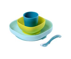 BEABA 4-Piece Silicone Baby Meal Set - Cup, Bowl, Plate & Spoon - 4+ Months