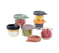 BEABA, 6 Servings Baby Meal Storage/Glass Set, 100% Airtight, Heat & Cold Resistant, Freezable, Sterilizable, Graduated, 150 ml, Sunrise