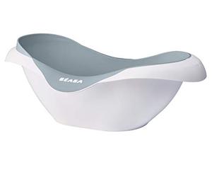 Béaba - Baby Bath - Non-slip and Comfortable - Ergonomic and Multi-Functional - Soft and Flexible Material - Drain Plug - Camélé'O - Made in France - Grey