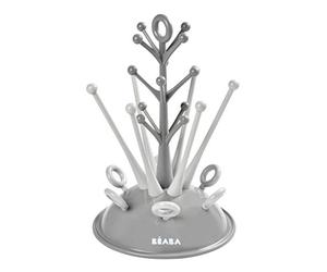 Béaba Baby Bottle Drainer Tree, Large Capacity 6 Bottles and Accessories, Removable Water Collection Tray, Practical, Clever Design, Grey