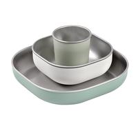BEABA, Baby Led Weaning Set, Child Meal, Stainless Steel, 3 Pieces, Glass + 2 Plates, Microwave and Dishwasher Safe, Healthy, Sturdy, Lightweight, Un