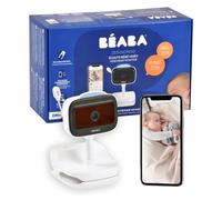 BEABA, Baby Monitor Wireless Video Listening with Clip, Nomad, Night Vision, Mobile App, Coloured Nightlight, Walkie Talkie, Lullabies, Thermometer, Humidity Control, 6h Battery, Zen Nomad White