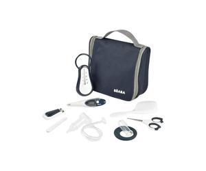 BÉABA - Baby Toiletry Bag - 9 Accessories - Bath and Digital Thermometer - Teething Ring - Gum Massager - Night Blue