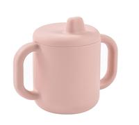 Béaba Baby Training Cup, Toddler - Bottle & Cup Function, 100% Silicone, Wide Handles for Easy Grip, Ergonomic Design, Soft Spout - Cotton Candy