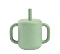 BEABA, Baby Training Straw Cup, Bottle/Cup Function, 100% High Grade Silicone, Wide Handles, Easy to Hold, Ergonomic, 170mL, Sage Green