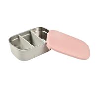 Béaba, Children's Lunch Box with Compartments, Leak-Proof and BPA-Free, Stainless Steel Bento Box Children, Silicone Cover, Extremely Robust, Ideal for Nursery and School, 760 ml, Grey/Powder Pink