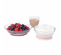 BÉABA & Duralex, Children’s Glass Meal Set - Plate, Bowl & Cup with Silicone Suction Base, Ergonomic, Evolving, Healthy, Durable, Made in France, Candy Pink