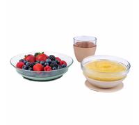 BÉABA & Duralex, Children’s Glass Meal Set - Plate, Bowl & Cup with Silicone Suction Base, Ergonomic, Evolving, Healthy, Durable, Made in France, Natural