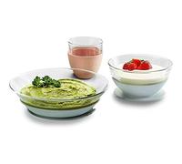 BÉABA & Duralex - Feeding Meal Set - Set of 3 Pieces : Plate + Bowl + Cup - with Silicone Suction Pad - Ergonomic, Adaptable, Safe - Baby and Children - Made in France - Eucalyptus
