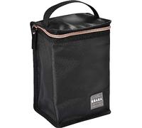 BÉABA - Insulated Baby Meal Pouch - Large Capacity - Thermal Bottle Storage - Bag for carrying full meals - Foldable - Soft Waterproof Material - Black/Pink