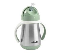 Béaba - Learning Cup - 2 in 1 Baby Bottle - Children's Cup with Straw - 100% Leak-Proof - Easy to Open - Removable Handles Tritan and Silicone - 250 ml - Sage Green