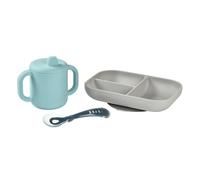 BEABA Meal Set - Silicone 3 Piece - Cup Plate & Spoon - From 6 Months Easy Clean