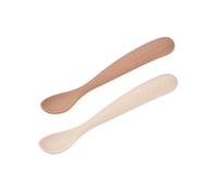 BÉABA Set of 2 Silicone Spoons for Baby/Infant Early Age - from 4 Months, Soft Rounded Tip, Long Ergonomic Handle, Travel Case