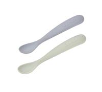 BÉABA Set of 2 Silicone Spoons for Baby/Infant Early Age - from 4 Months, Soft Rounded Tip, Long Ergonomic Handle, Travel Case
