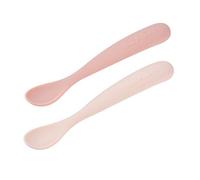 BÉABA Set of 2 Silicone Spoons for Baby/Infant Early Age - from 4 Months, Soft Rounded Tip, Long Ergonomic Handle, Travel Case, Dust-Resistant Finish - Cotton Candy/Marshmallow