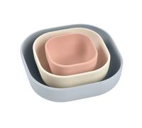 Béaba Set of 3 Silicone Bowls (Velvet grey/Cotton/Dusty rose)