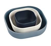 BEABA, Set of 3 Stackable Silicone Bowls, Baby Meal Set, Childrens Silicone Dinnerware Set, Nestable, Evolutive, Ergonomic, Healthy Silicone Material, Durable (Night/Cotton/Baltic)