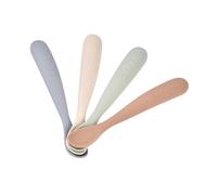 BÉABA Set of 4 Silicone Spoons for Baby/Infant Early Age - from 4 Months, Soft Rounded Tip, Long Ergonomic Handle, Non-Stick Silicone