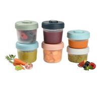 BÉABA, Set of 6 Storage Pots, Interlocking, Stackable Pots, Baby food storage container, 100 Percent Airtight, Freezable, Breast Milk, 2 x 90 ml + 4