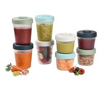 BÉABA, Set of 8 Storage Pots, Interlocking, Stackable Pots, Baby food storage container, 100 Percent Airtight, Freezable, Breast Milk, 4 x 150 ml + 4 x 250 ml