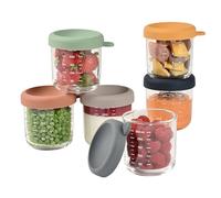 Béaba - Set of Baby Food Storage Containers - Glass Conservation Jar - Graduation Measuring Scale - Heat and Thermal Shock Resistant - 6 x 250 ml - Made in France - Sunrise