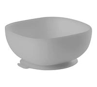 BÉABA - Silicone Bowl with Suction Cups - Baby and Children - Food and Weaning - Non-slip - Sticks perfectly to the table and the high chair tray - Microwave safe - Grey