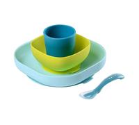 BEABA Silicone Meal Set 4 Piece Feeding Cup Bowl Plate & Spoon From 4 Months
