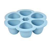 Béaba Silicone Multi-Containers, Premium-Quality for Baby, Extreme Heat Resistance, Oven and Microwave, 6 Separate Sections, Airtight Lid, Made in Italy - 6x90 ml - Blue
