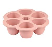BÉABA, Silicone Multi-Containers, Premium-Quality for Baby, Extreme Heat Resistance, Oven and Microwave, 6 Separate Sections, Airtight Lid, Made in Italy - 6x90 ml - Pink