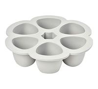 Béaba Silicone Multi-Containers, Premium-Quality for Baby, Extreme Heat Resistance, Oven and Microwave, 6 Separate Sections, Airtight Lid, Made in Italy - 6x150 ml - Grey