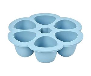 Béaba Silicone Multi-Containers, Premium-Quality for Baby, Extreme Heat Resistance, Oven and Microwave, 6 Separate Sections, Airtight Lid, Made in Italy - 6x150 ml - Blue