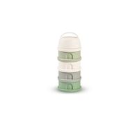 BEABA, Stackable Milk Dispenser, 100% Hermetic, 4 compartments, Made in France, Large Capacity, Evolutive use, Cotton White/Sage Green