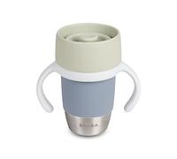 BÉABA, Stainless Steel Click & Drink Training Cup - 360° Valve-Free Cup, Leakproof, Spill-Resistant, Evolving Design, One-Click Opening, Baby & Toddler Cup, 240 ml, Pebble