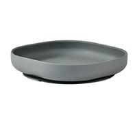 Béaba - Suction Plate for Children, 100% Silicone, Soft and Very Resistant Material, Adheres Table/Shelf high Chair, Tongue Allowing to Lift The Plate, Microwave Compatible, Mineral