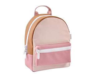 BEABA, Toddler Baby Backpack Preschool, Ideal Daycare, 2 Pockets, First Name Label, Gum Effect, Large Zip, Adjustable Handles, Padded Back, Waterproof, Modern, Robust, Easy to Clean, Faro Dusty Pink