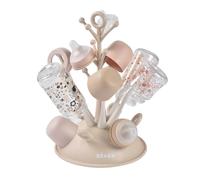 BÉABA, Tree Bottle Drying Rack - Large Capacity for 6 Bottles & Accessories, Removable Drip Tray, Practical, Smart Design, Clay