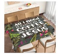 Beabes Bible Quote Decorative Tablecloth, Christian Verse Kitchen Table Cover Oblong 52"X70" Tablecloths Dining Table Cloth Buffet Parties Patio and Camping All I Need is A Whole Lot of Jesus