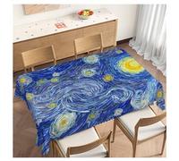Beabes Starry Night Tablecloth for Rectangle Tables Van Gogh Glowing Moon Universe Picnic Table Cover Indoor and Outdoor Table Cloth Camping Tablecloths for Dinner Kitchen 52"X70"