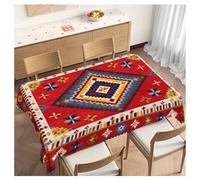Beabes Tablecloth Tribal Pattern, Southwest Native American Style Geometric Red Rectangular Table Cover Kitchen Table Cloth for Dining Hotel Coffee Parties Tabletop Decoration, 52x70 Inch