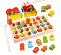 BEACENOV Magnetic Fishing Game, Montessori Wooden Educational Toys for Toddler Kids Learnig ABC Alphabet & Color Sorting,Fine Motor Skill Toys for 2 3 4 Years Old Toddler Boys Girls Gift